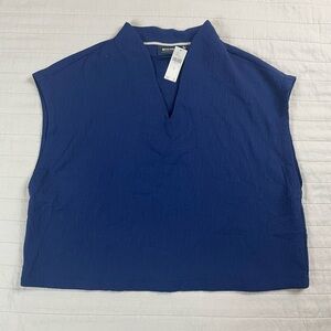 Maeve Sleeveless Blue V-Neck Top | Size XL